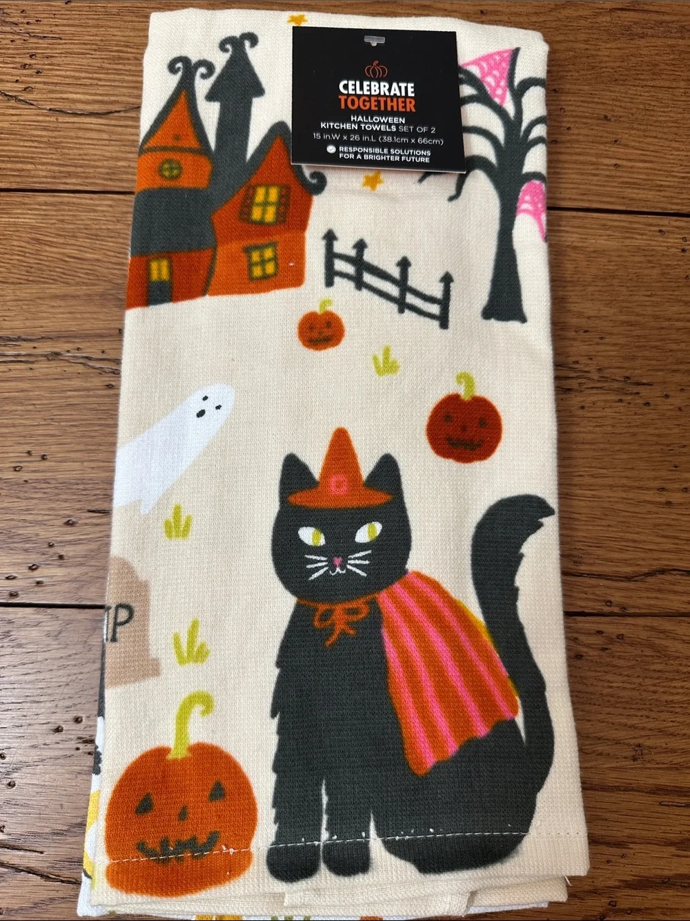 Celebrate Together Halloween Kitchen Towel Set - White, Black, Orange